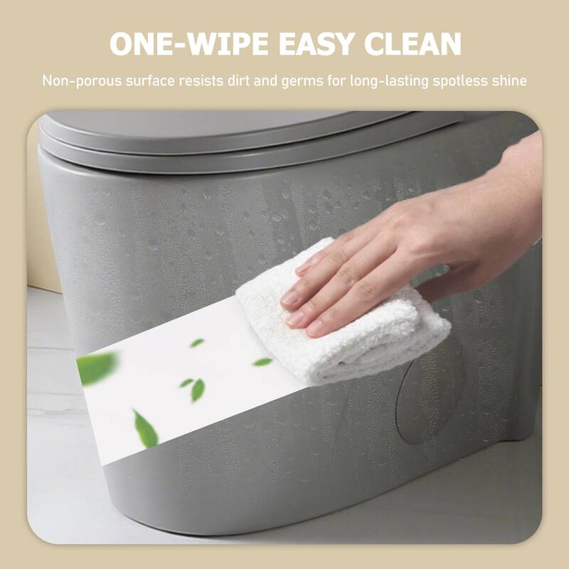 1.1/1.60 GPF Dual-Flush One Piece Toilet, Water-Saving Elongated Comfort Height Floor Mounted - LIGHT GREY