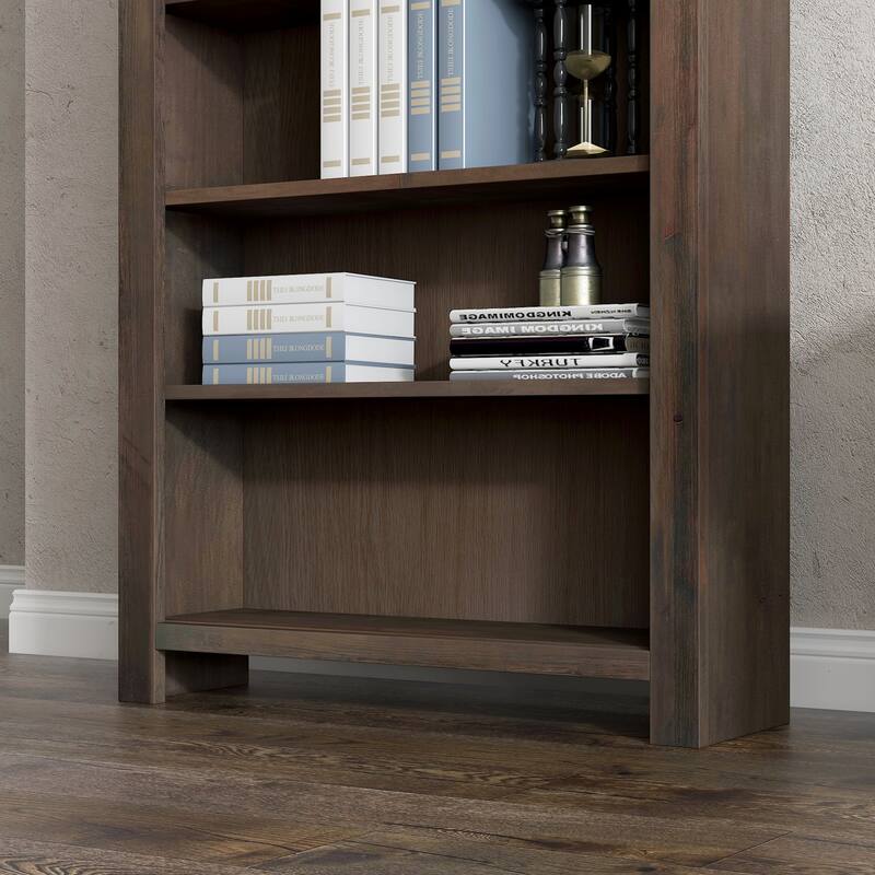 Bridgevine Home Joshua Creek 48 inch high 4-shelf Bookcase, No Assembly Required, Barnwood Finish