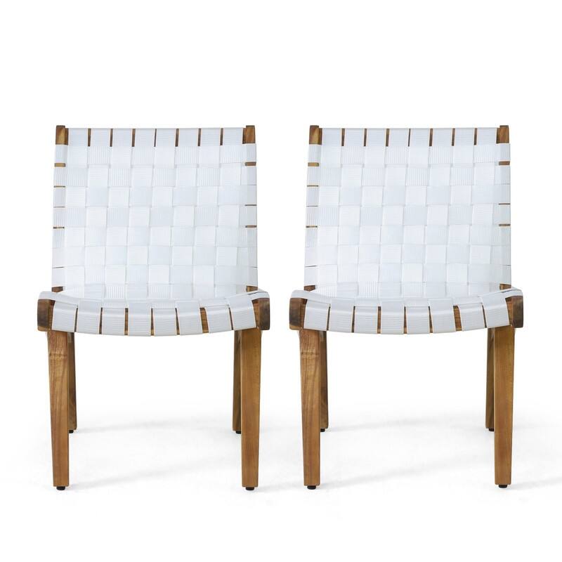 CHARLOTTE Modern Acacia Wood Outdoor Lounge Chair (Set of 2)