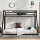 preview thumbnail 1 of 7, Metal Floor Bed Frame Twin XL Over Queen Bunk Bed for Teens and Adults with 2 Side Ladders and Safety Guardrails Black - Queen