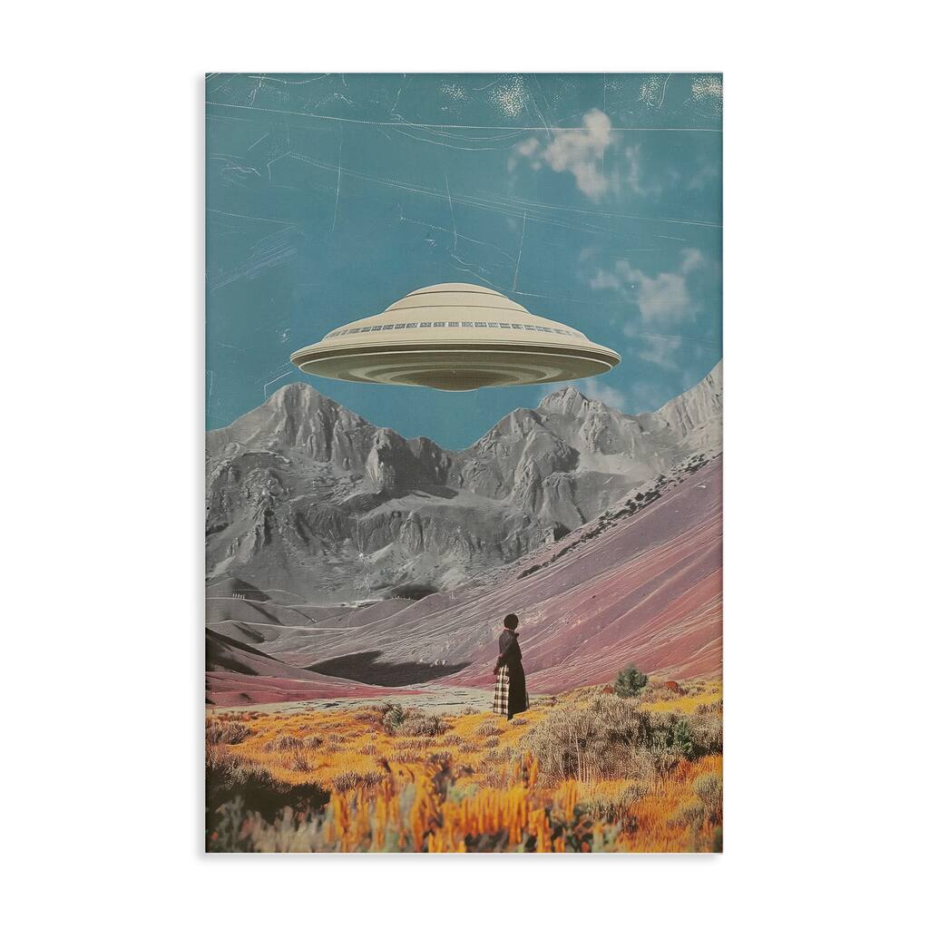 Stupell UFO over Mountain Valley Canvas Wall Art Design By Wumples