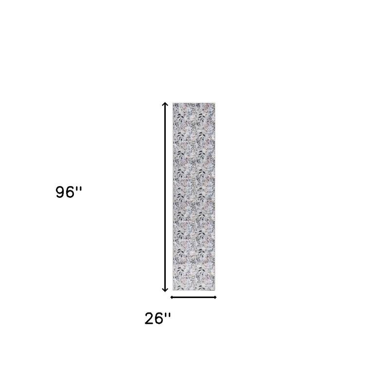 Nude Power Loomed Floral Traditional Non Skid Low Pile Area Rug By HomeRoots - 96' X '26' X '0.25