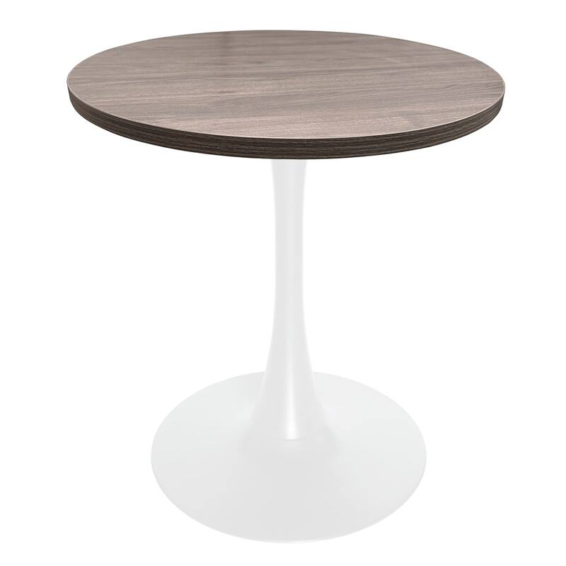 Bristol 27" Round Dining Table with MDF TableTop & White Pedestal Base for Kitchen & Dining Room - Dark Walnut