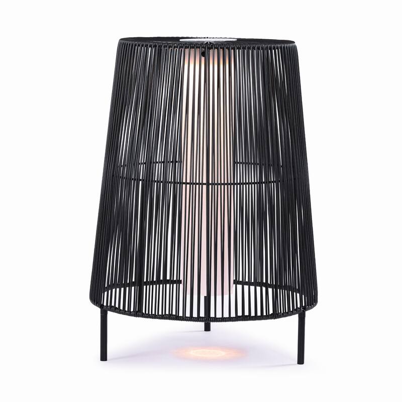 2-Pack Outdoor Rattan Solar Light Patio Floor Lamp