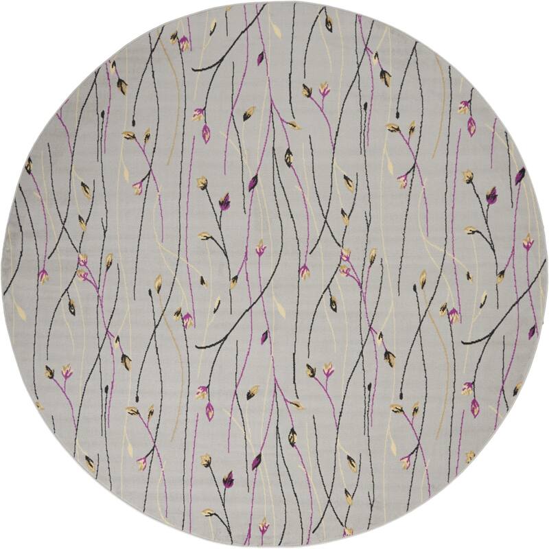 Luwo Power Loomed Geometric Floral Traditional Area Rug By HomeRoots - 96' X '96' X '0.5