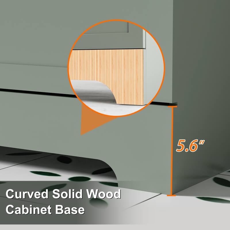 Modern 24/30/36/48" Wave-Line Bathroom Vanity Set with Sink & Faucet