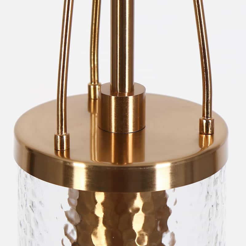 Modern 5-Light Gold Cylinder Glass Chandelier Linear Island Lights for Dining Room - L41.3" x H82.2" Max