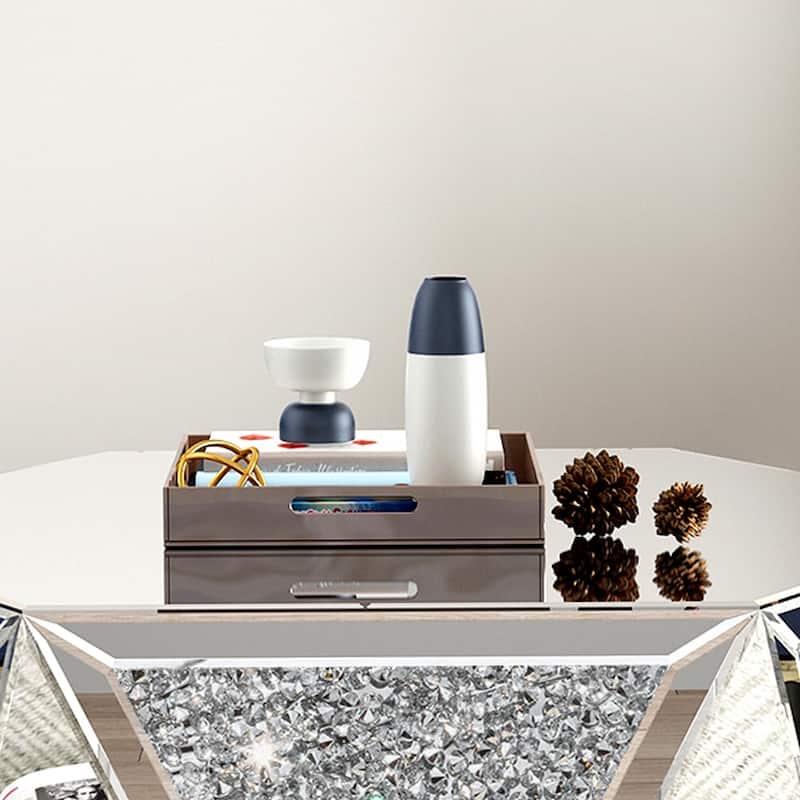 Mirrored Coffee Table Crystal Diamond Accent Table