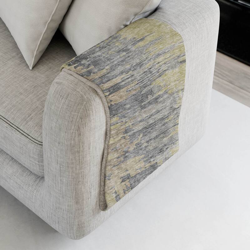 Premium Machine Washable Abstract Contemporary Sherpa Throw Blanket - Pewter - 4'2" x 5'10"