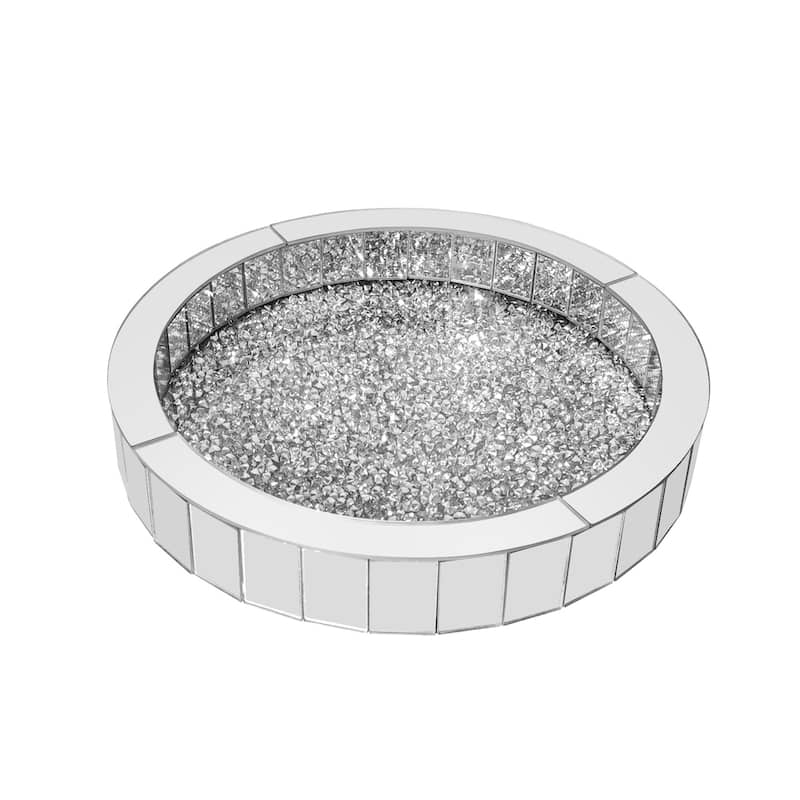 Crush Diamond Mirrored Tray Jewelry Perfume Organizer Bathroom Vanity Tray