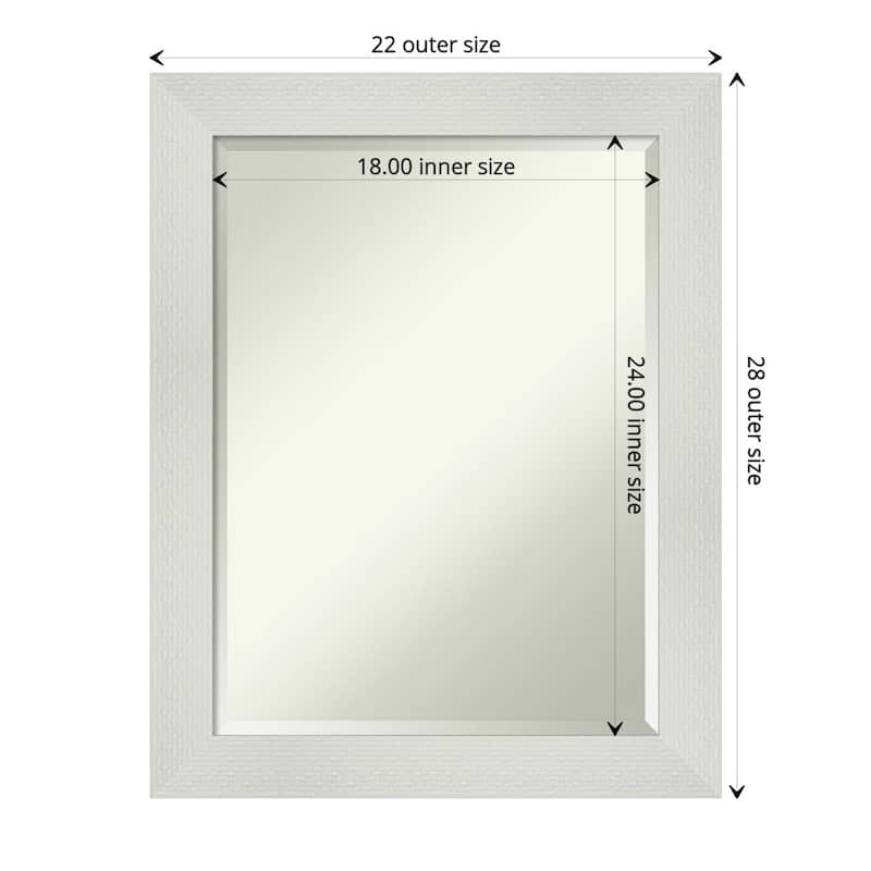 Beveled Bathroom Wall Mirror - Mosaic White Frame - Outer Size: 22 x 28 in