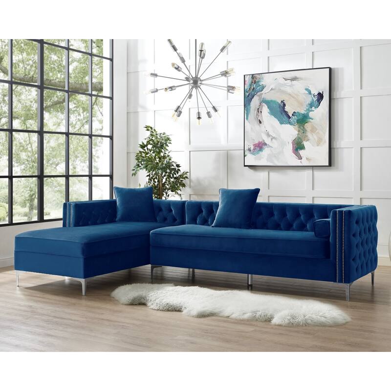 Dante Velvet Chaise Sectional Sofa