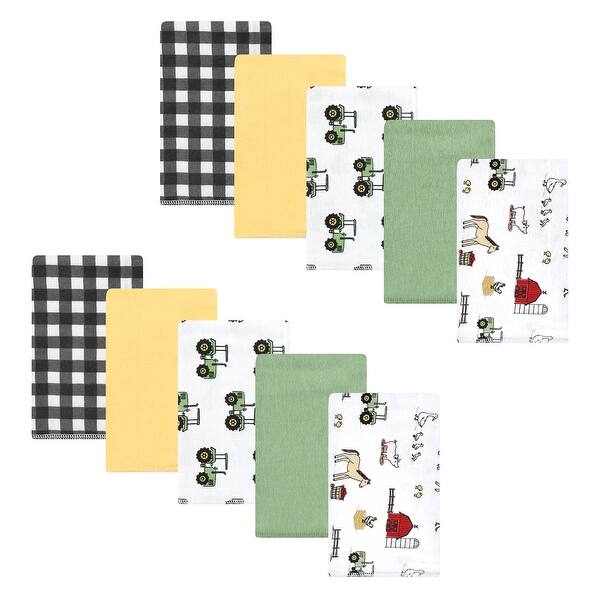 slide 1 of 1, Hudson Baby Infant Boy Cotton Flannel Burp Cloths, Boy Farm, One Size - Boy Farm - One Size One Size - Boy Farm