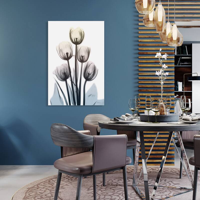 "Springing Tulips" Frameless Free Floating Tempered Glass Panel Graphic Wall Art