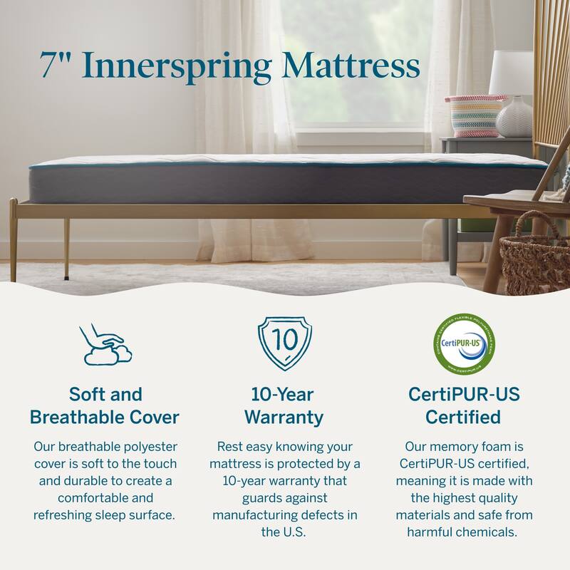 Lucid Comfort Collection 7 Inch Innerspring Mattress Firm Feel