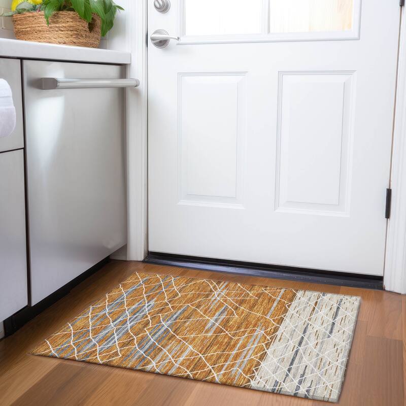 Premium Washable Super Soft Modern Himalaya Mayfield Rug - 1'8" x 2'6" - Terracotta
