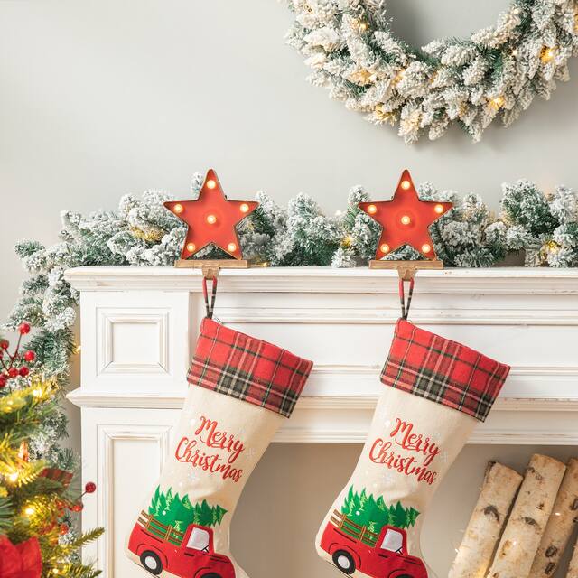 Glitzhome Christmas Marquee LED Stocking Holder