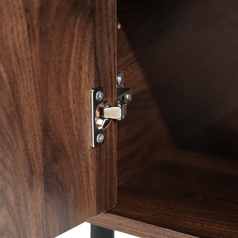 Wood TV Stand with 4 Doors, Media Console with 2 Adjustable Shelves, Large Capacity Entertainment Center