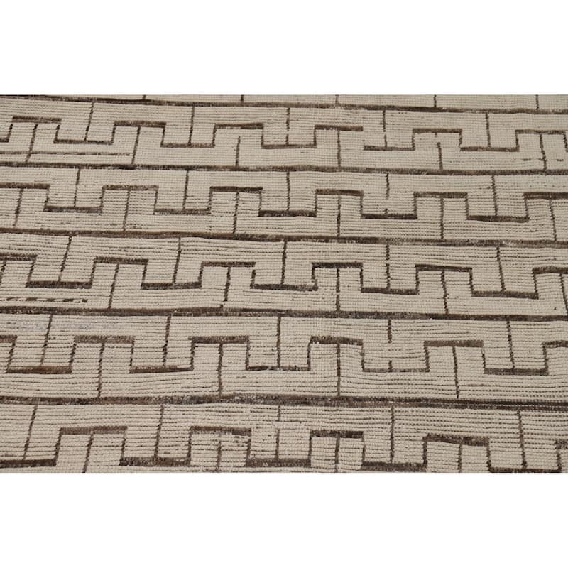 All-Over Moroccan Modern Area Rug Hand-Knotted Wool Carpet - 8'0" x 12'1"