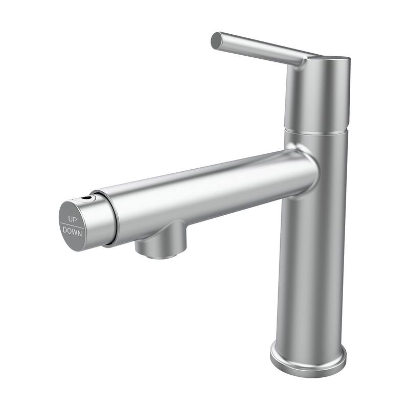 Single Handle Bathroom Faucet with Deck For 1 or 3 Holes,Laundry Vanity Sink Faucet with Two 9/16" Hoses - Chrome