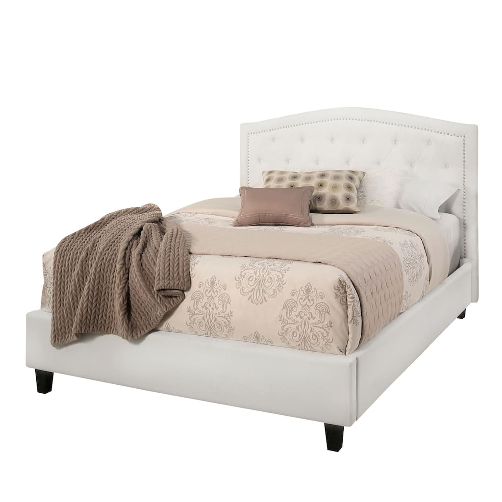 Abbyson Hampton Ivory Tufted Upholstery Platform Bed