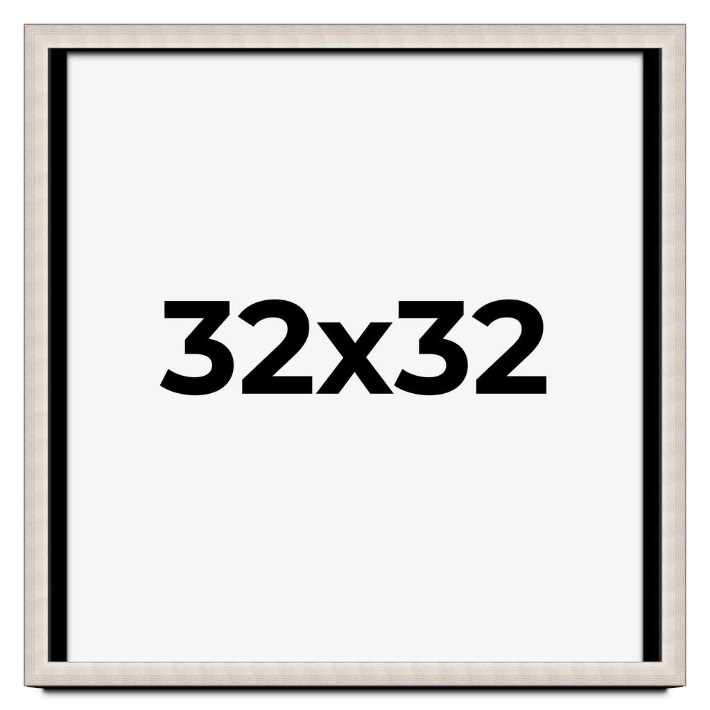 32x32 Shadow Box Frame Silver Real Wood Contemporary Shadowbox Display Frame UV Acrylic Front Acid Free Backing and Hardware