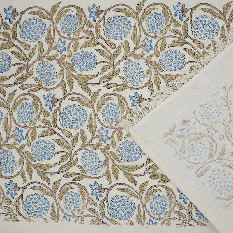 Fabdivine Hand Block Floral Print Waffle Weave Kitchen, Dining Room Use, Gift Hand Towel - Meraki- Sky Blue, Mustard - Set of 4