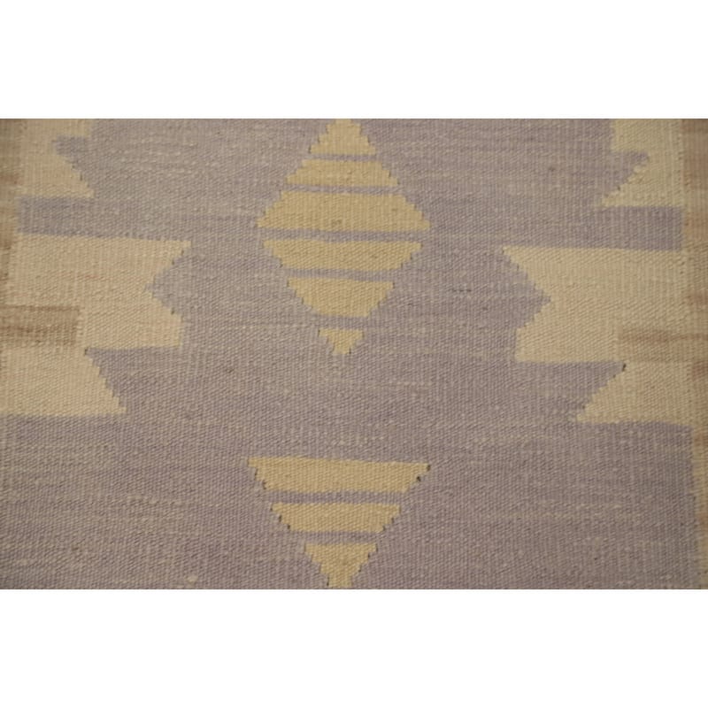 Hand Woven Oriental 100% Wool Carpet Southwestern Tribal Purples Kilim Runner Rug - 9' 9'' X 2' 7''