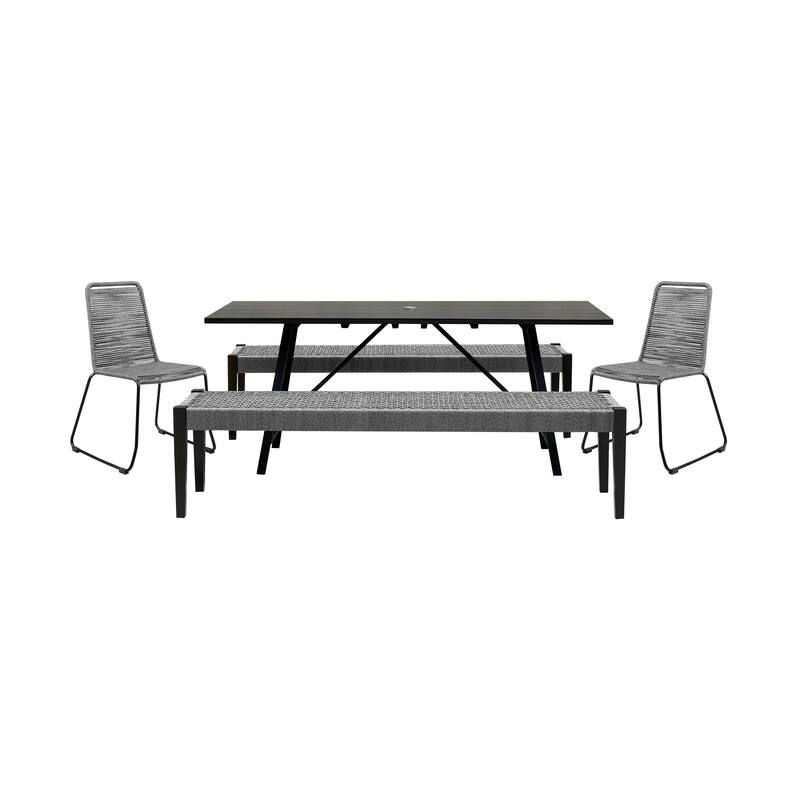 Koala Shasta and Camino 5 Piece Outdoor Dining Set in Dark Eucalyptus Wood with Grey Rope
