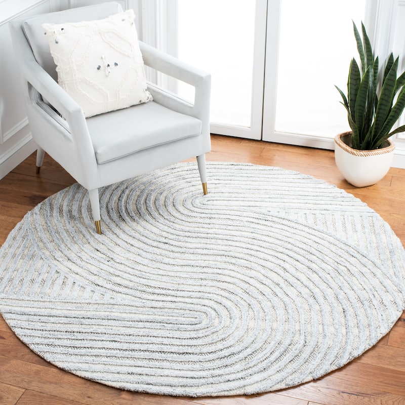 SAFAVIEH Handmade Southampton Catena Abstract Wool Rug - 6' Round - Grey - Round