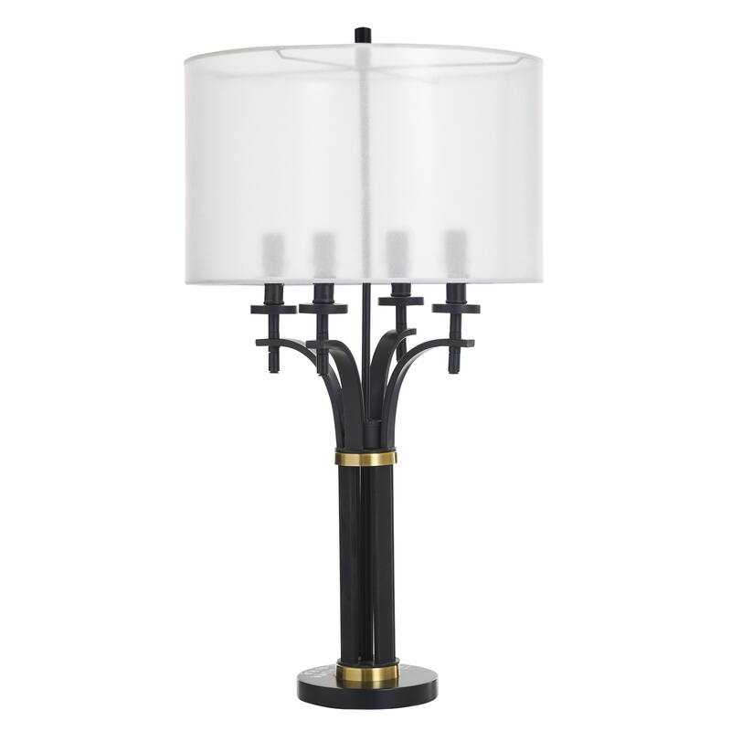 StyleCraft Bellamy Candelabra Table Lamp - Corcy Gold & Black - White Shade - Corcy Gold, Black, Translucent White