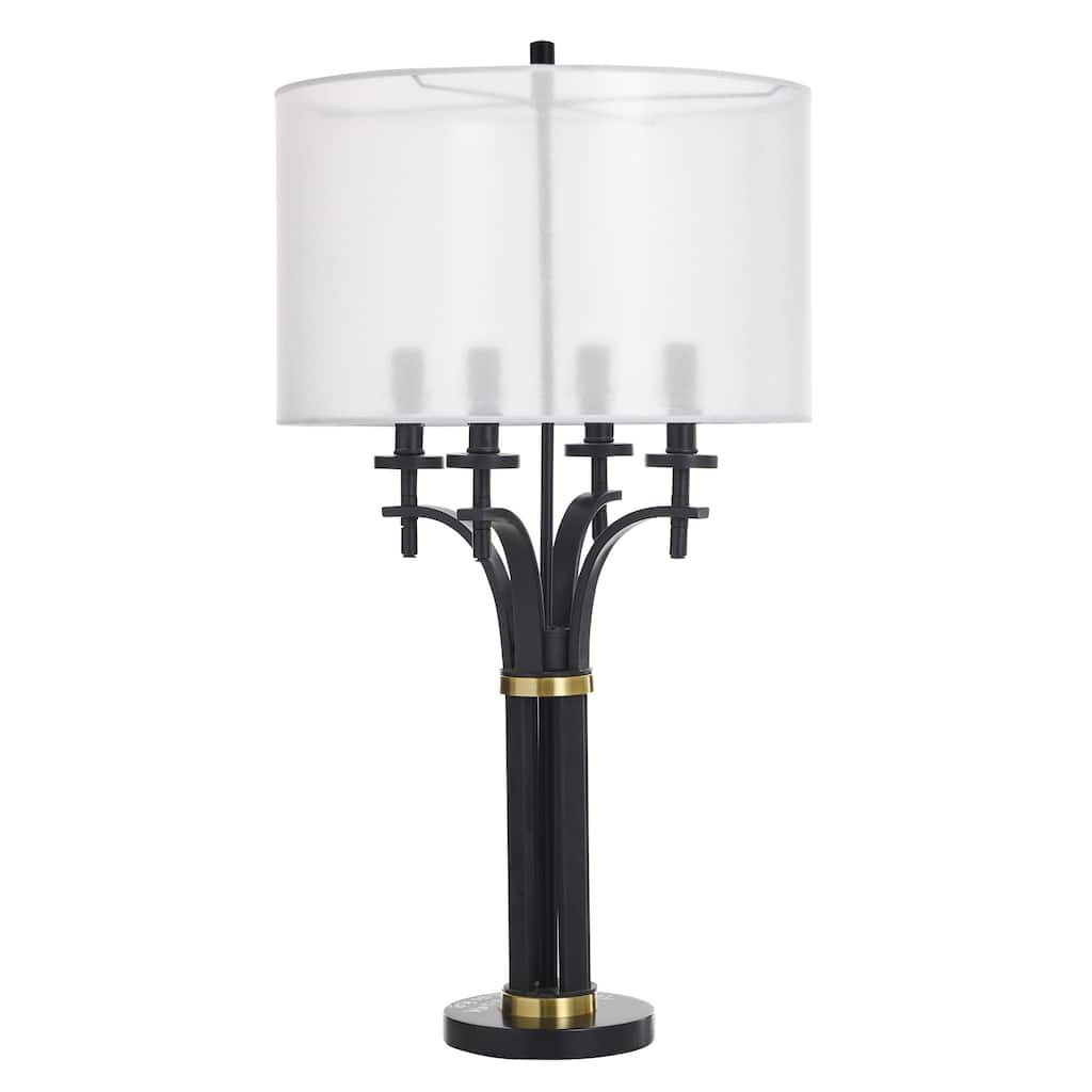 StyleCraft Bellamy Candelabra Table Lamp - Corcy Gold & Black - White Shade