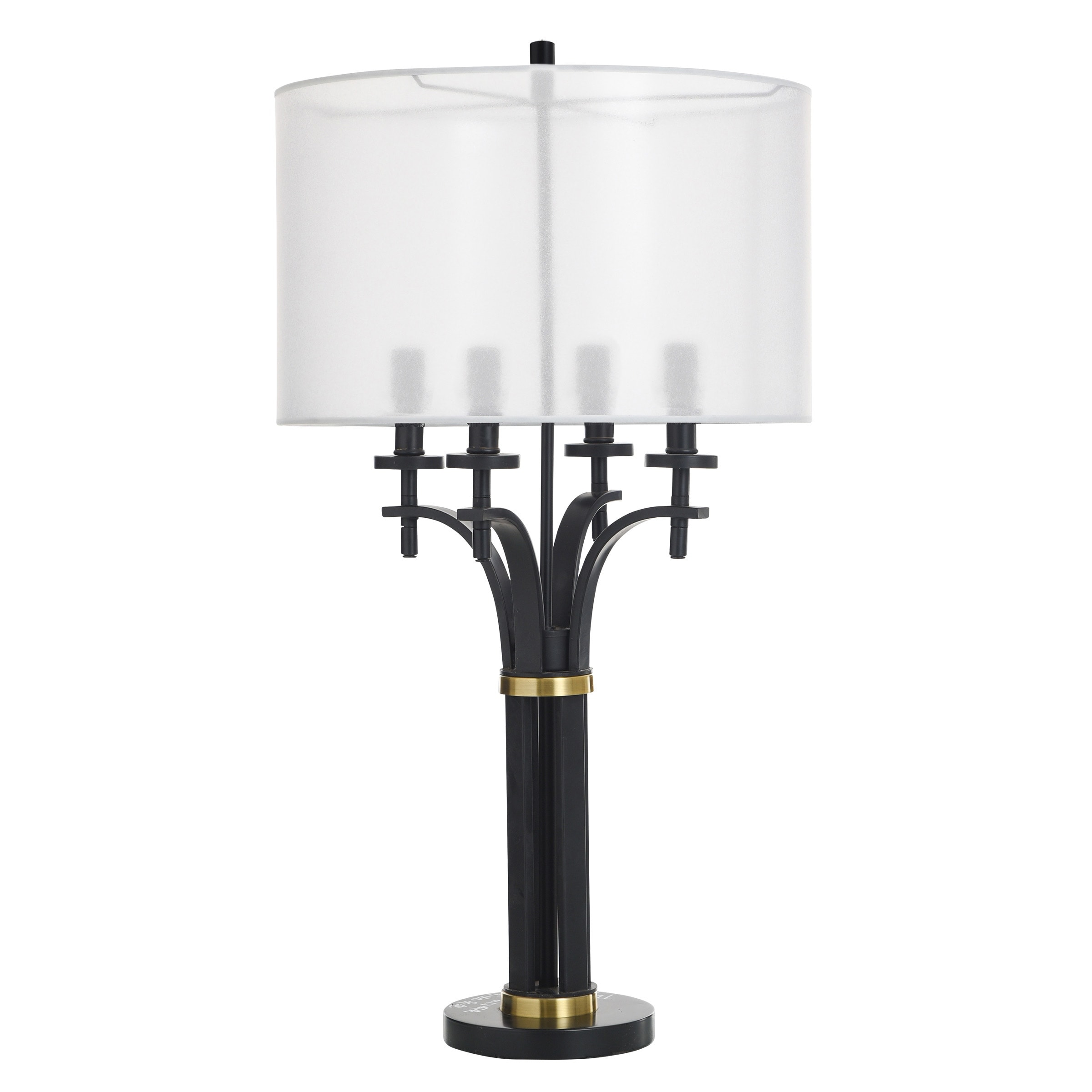 StyleCraft Bellamy Candelabra Table Lamp - Corcy Gold & Black - White Shade