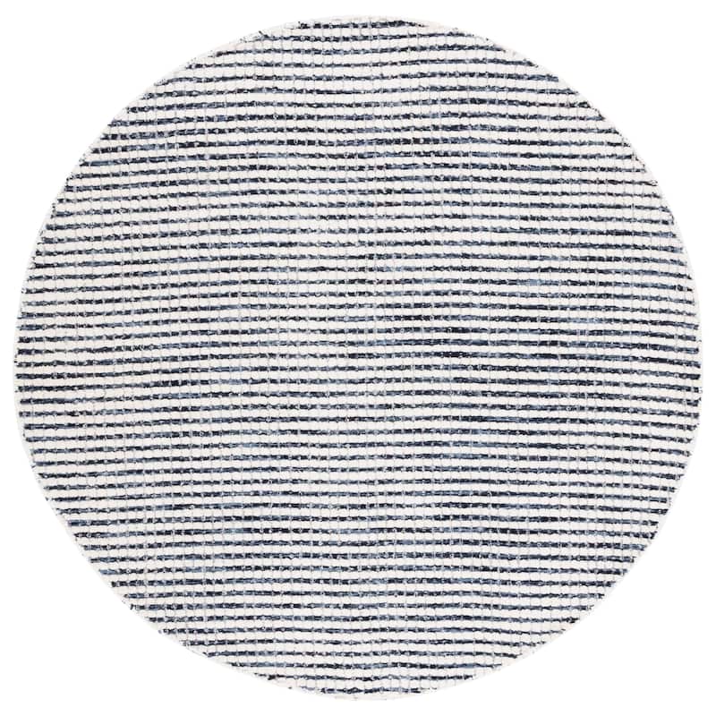 SAFAVIEH Handmade Abstract Maryla Modern Wool Rug - 6' Round - Blue/Ivory