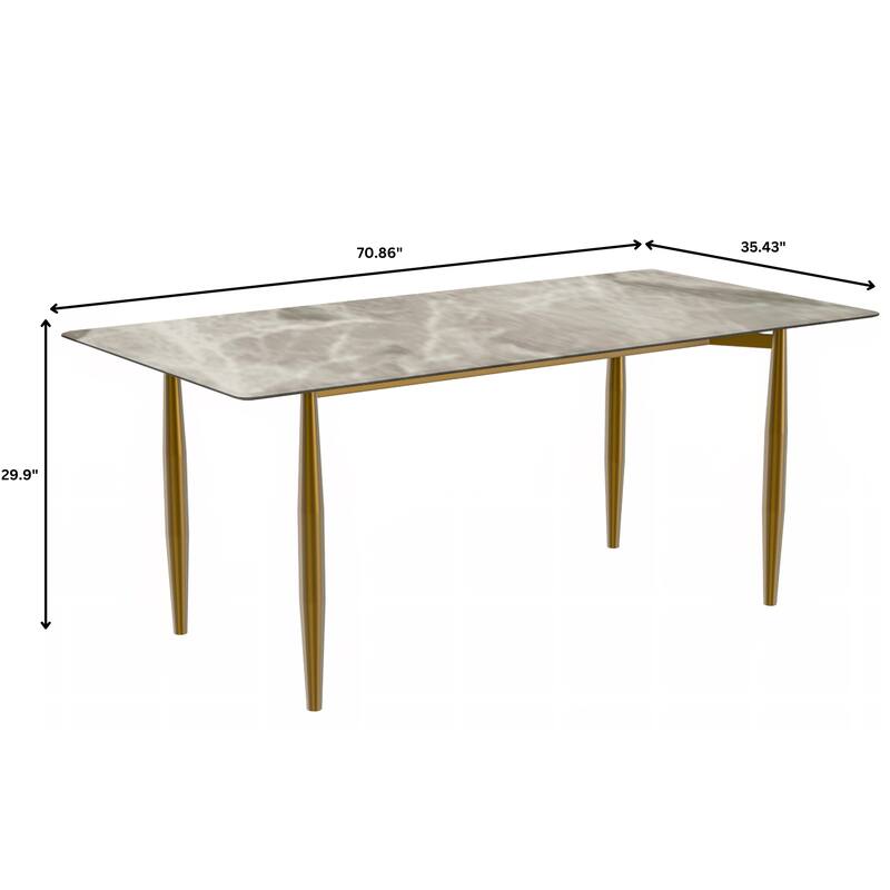 Zinti Rectangular Dining Table with Sintered Stone/Glass Top and Steel Legs