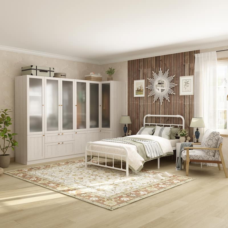 Combo Elegant Light Gray Wardrobe Modular Closet Configuration Armoire
