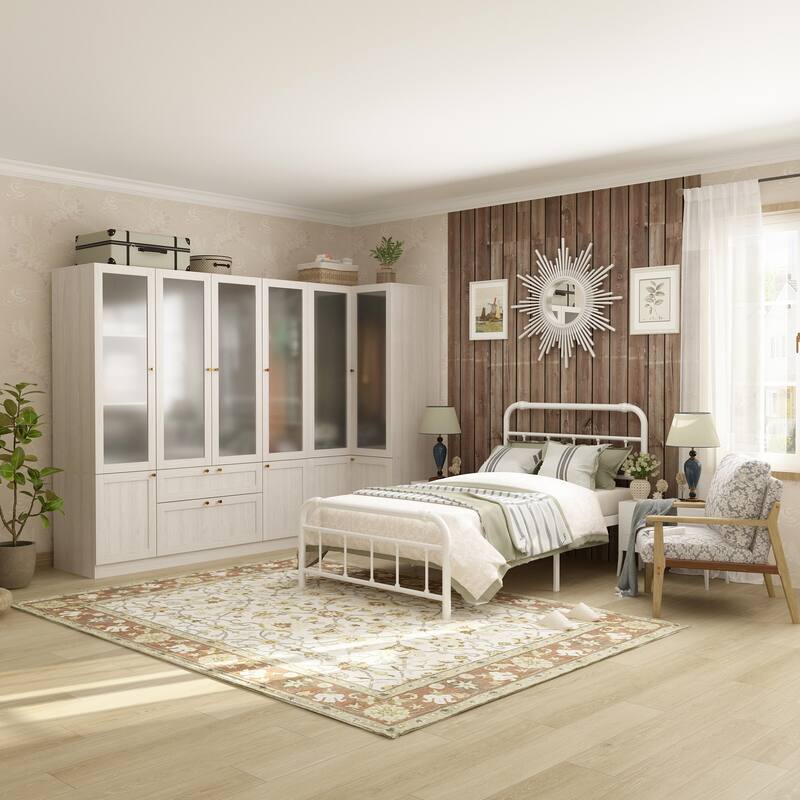 Combo Large Frosted Glass Closet: Versatile Wardrobe Options Armoires