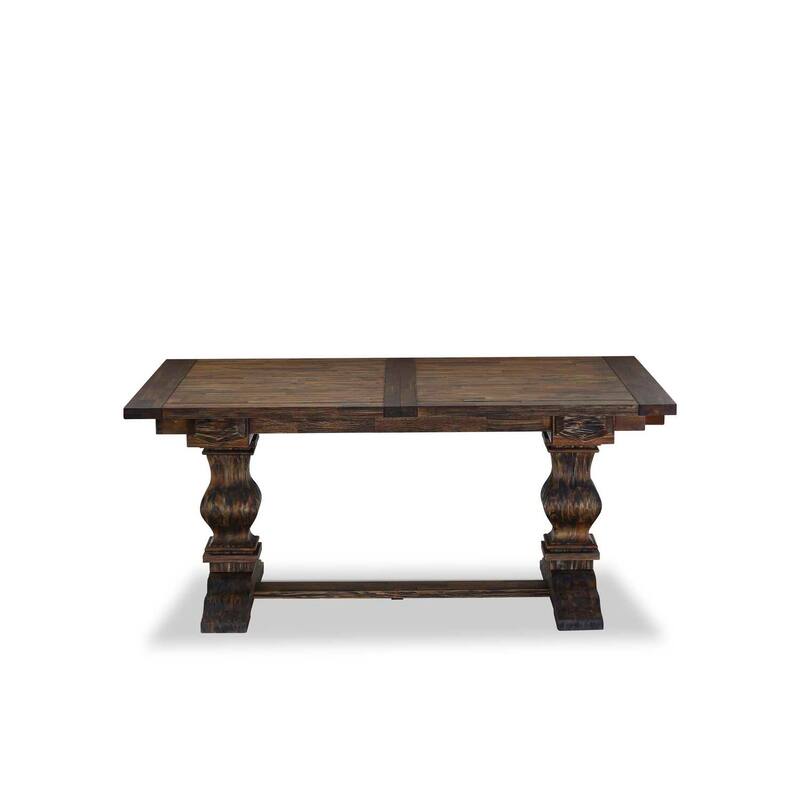 7 Piece Dining Set - Rectangle Table with 6 Upholstered Chairs - Jacobean Finish
