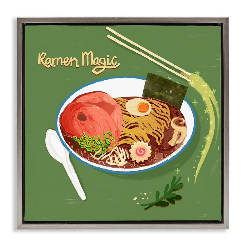 Stupell Ramen Magic International Meal Framed Floater Canvas Wall Art Design By Juliet Rose Philips - 25 x 25 - Grey
