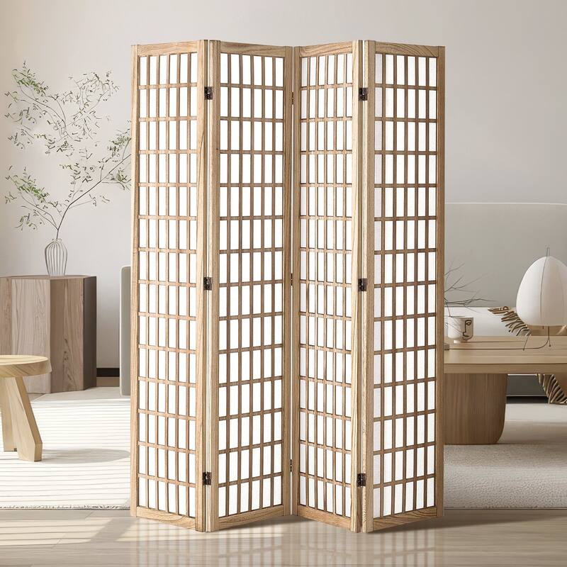 Room Divider, 4 Panel Japanese Room Divider, Folding Privacy Screen Indoor, Portable Partition Dividers and Decoration Scr - Multi