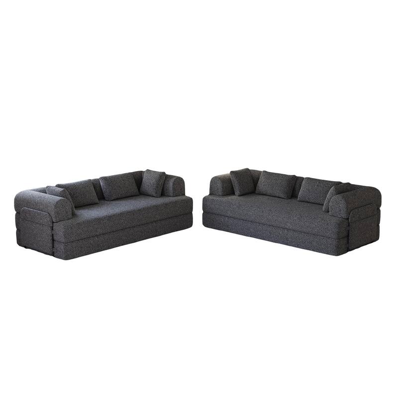 Anmytek Modern Chenille Convertible Sleeper Sofa 78.7" - 2PCS Folding Floor Couch