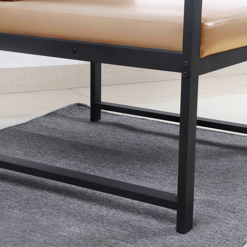 Metal Accent Arm Chair with PU Leather Padded for Living Room