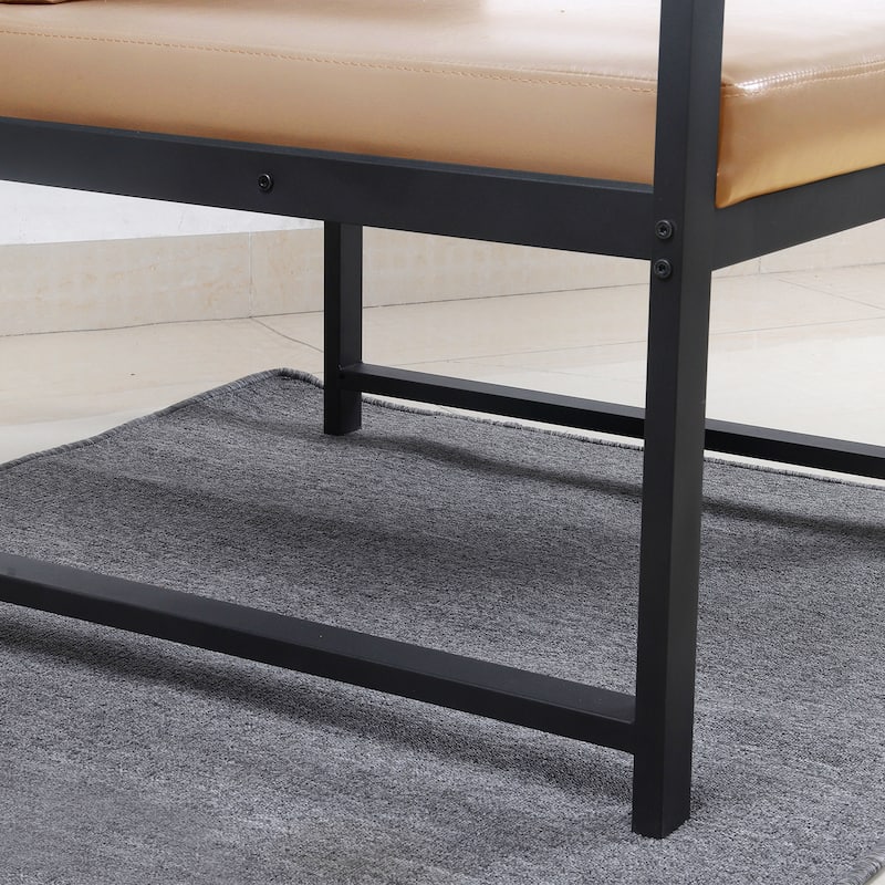 PU Leather Armchair with Metal Frame & Comfortable Cushion