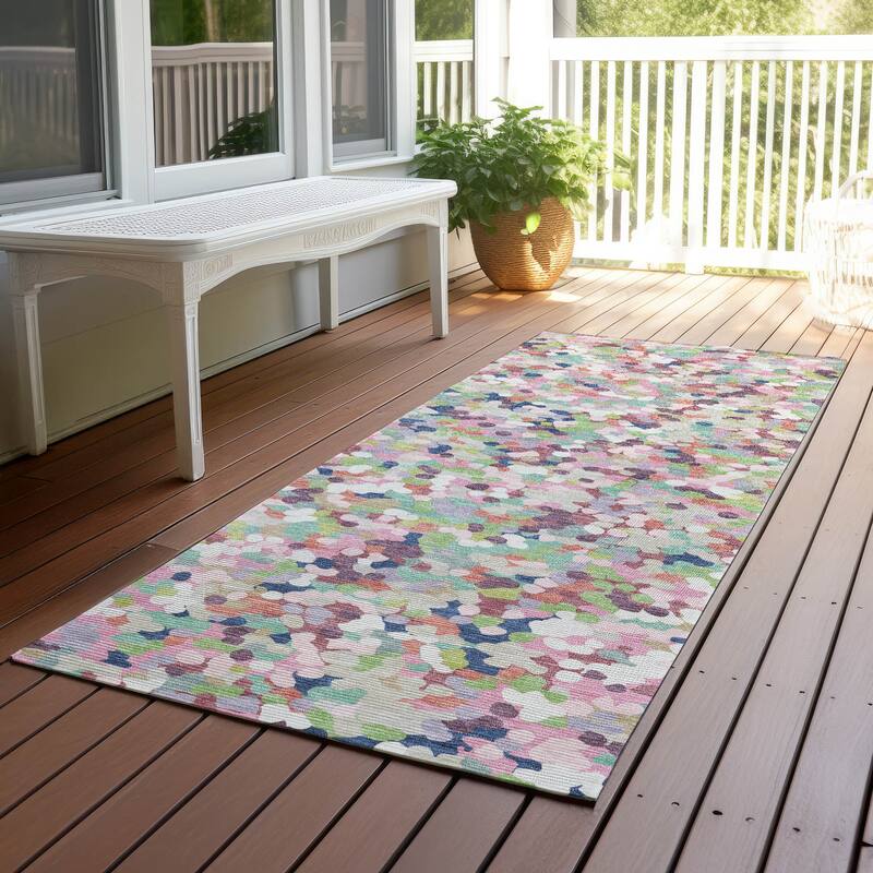 Machine Washable Indoor/ Outdoor Contemporary Halia Chantille Rug - Blush - 2'3" x 7'6"