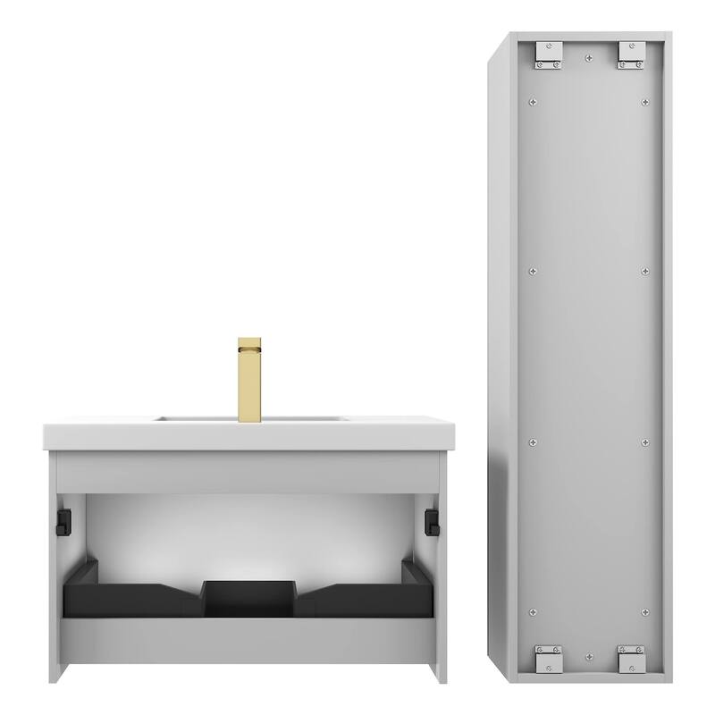 Blossom Positano 30" Floating Vanity with Sink & Side Cabinet