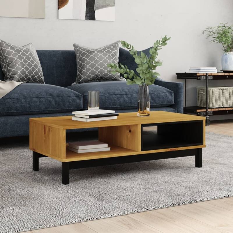vidaXL Coffee Table FLAM 39.4"x19.7"x12.8" Solid Wood Pine - 39.4" x 19.7" x 12.8"