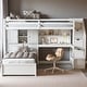 preview thumbnail 17 of 30, Twin over Twin Solid Wood Bunk Bed Set with Stair Storage, Built-in Desk, Shelving, and Headboard Compartment White