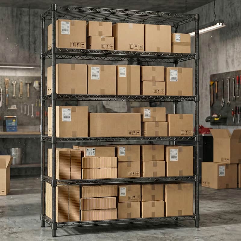 6 Tiers Storage Shelves Load 2100LBS, Metal Shelving Wire Metal Shelving Unit Shelves for Storage Adjustable Garage Shelving
