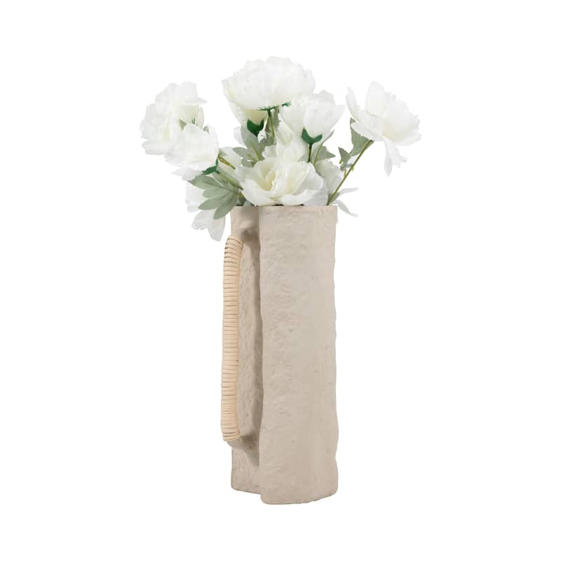 Sagebrook Home Ivory Omix Crafted Vase W Handle