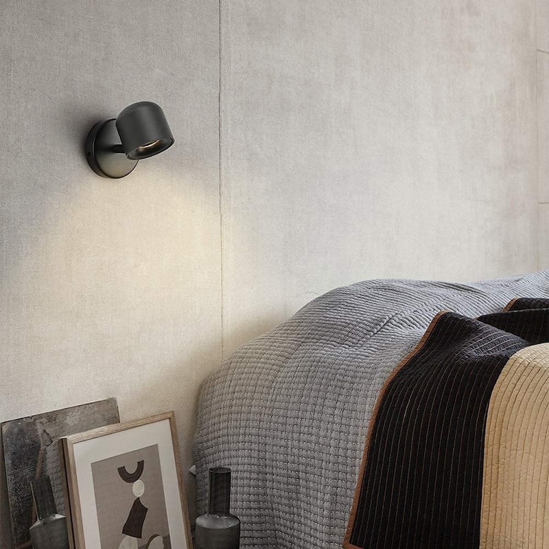 Modern Adjustable Wall Sconce Black Led Aluminum Bedside Reading Lighting